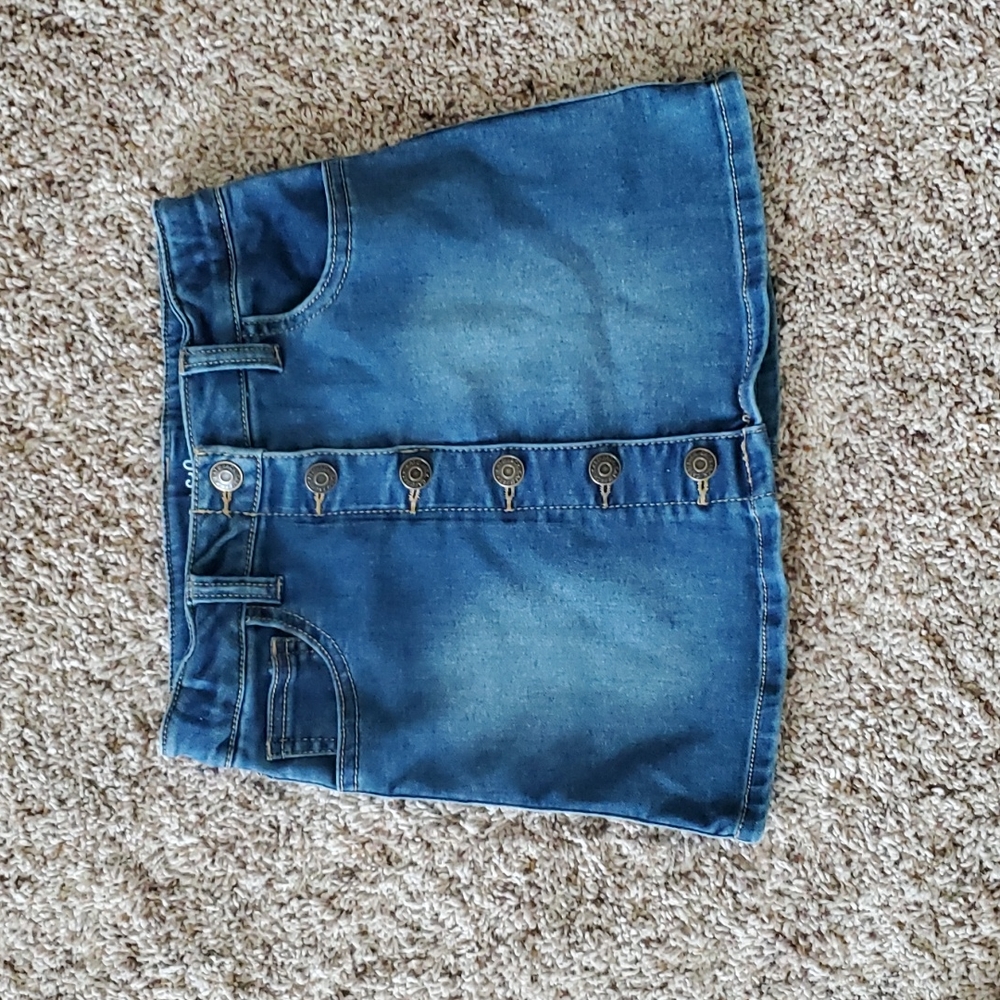 Girls Denim Button-Front Mini Skirt